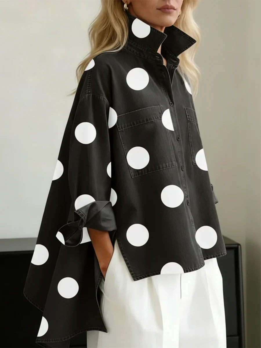 Nora | Women's Oversized Denim Shirt | Polka Dot · PNY