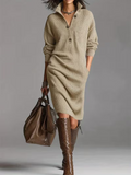 Nora | Women's Ribbed Sweater Dress | Button Placket