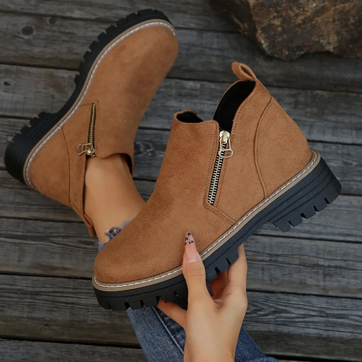 Nora | Women's Side-Zip Ankle Boots | Suede · PNY