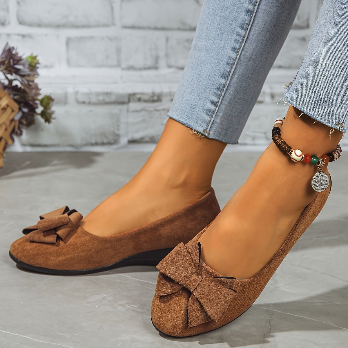 Nora | Women's Slip-On Flats | Bow Accent · PNY