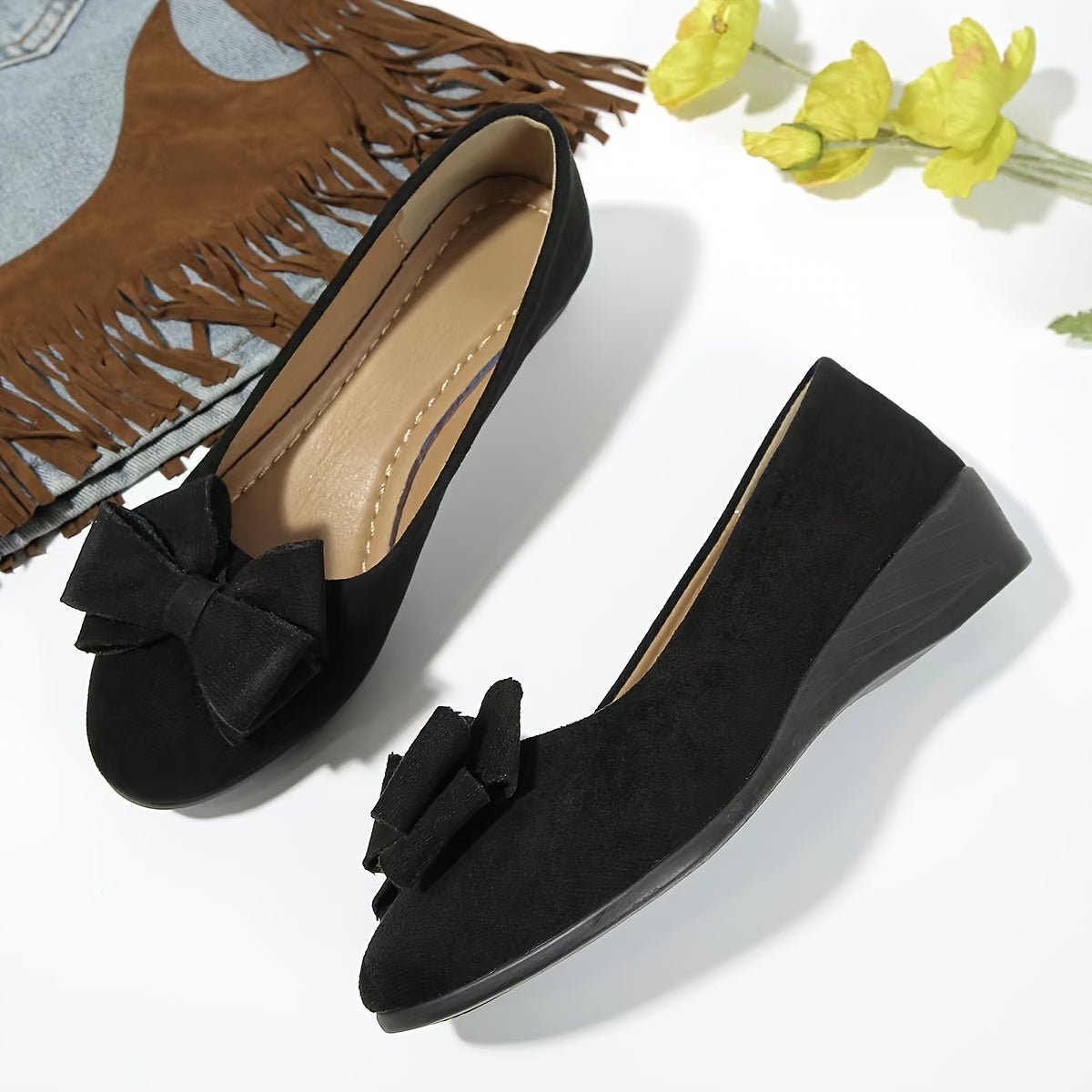 Nora | Women's Slip-On Flats | Bow Accent · PNY