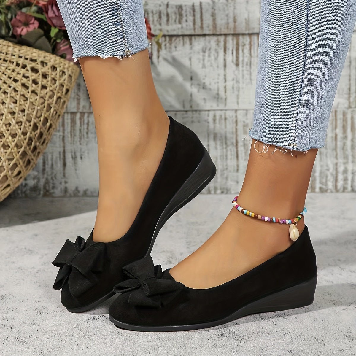 Nora | Women's Slip-On Flats | Bow Accent · PNY