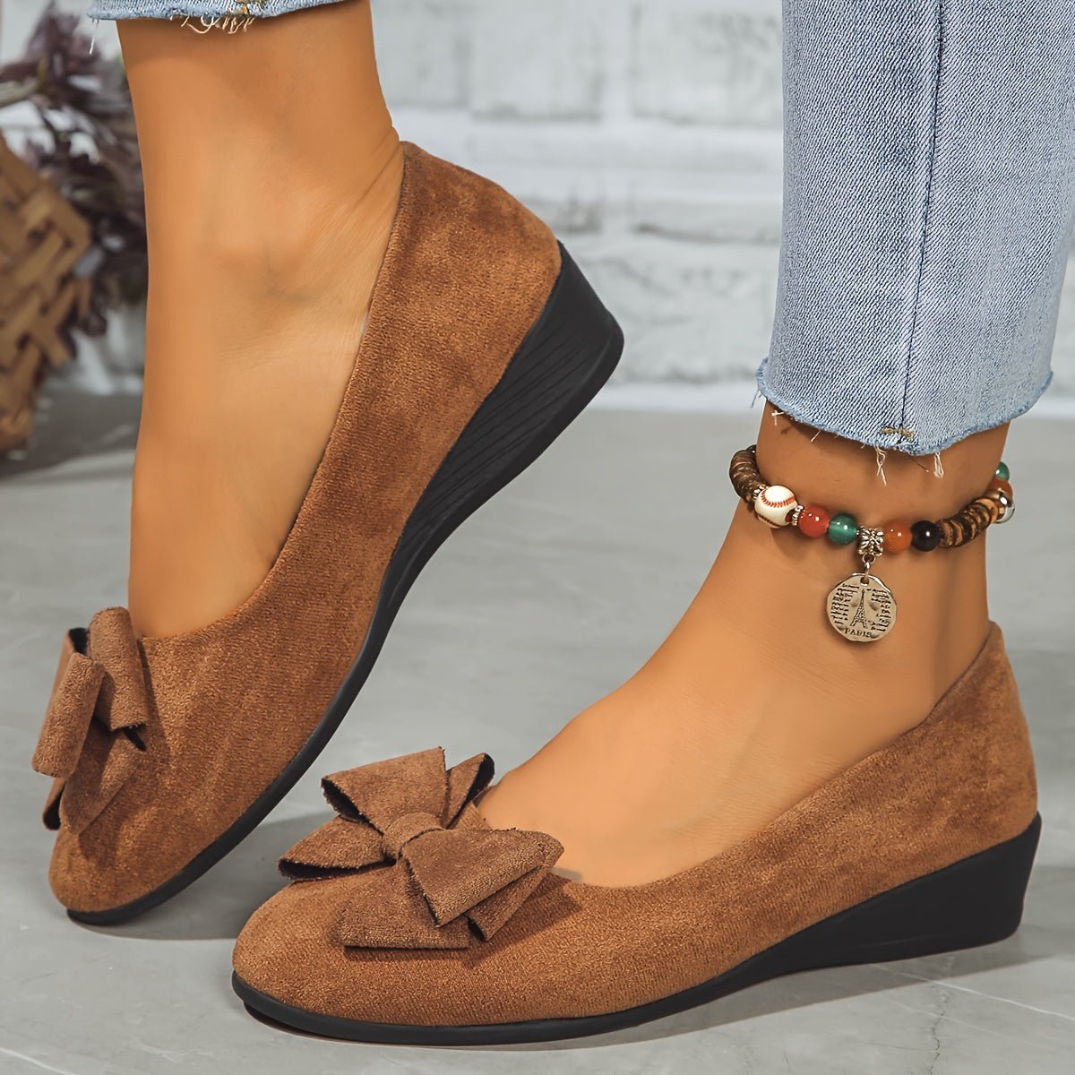 Nora | Women's Slip-On Flats | Bow Accent · PNY