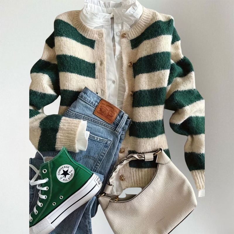 Nora | Women's Striped Cardigan | Button-Front · PNY