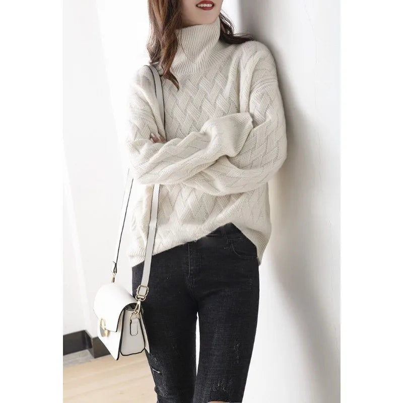 Nora | Women's Turtleneck Sweater | Cable Knit · PNY