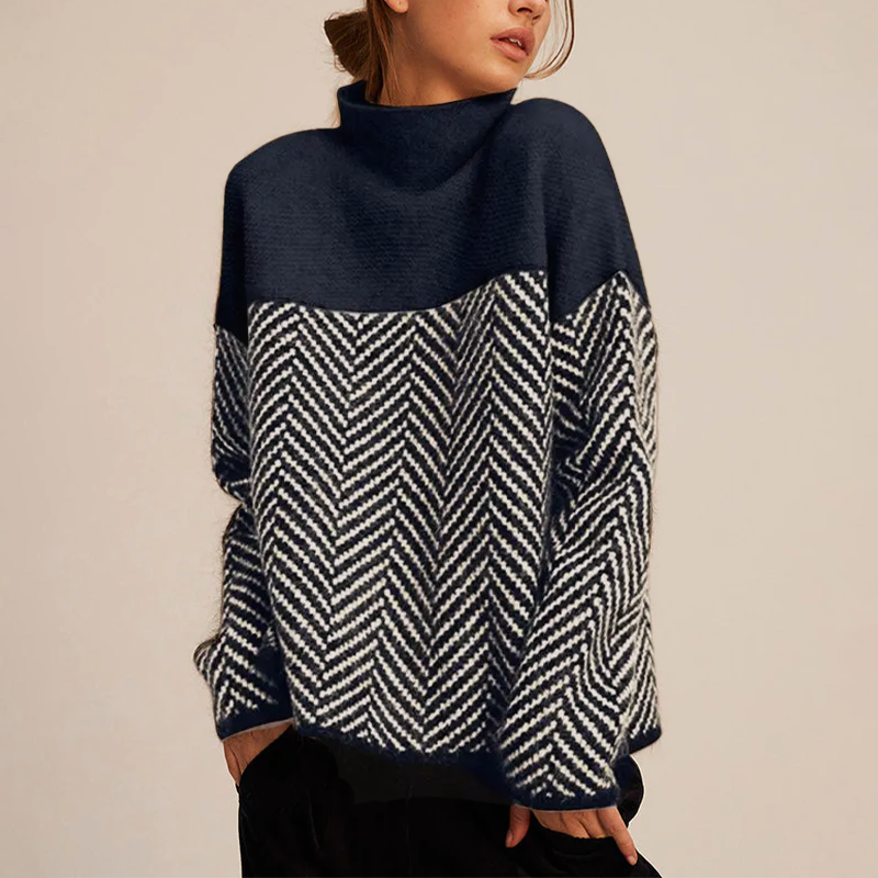 Nora | Women's Turtleneck Sweater | Herringbone Knit · PNY