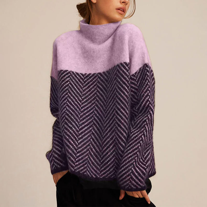 Nora | Women's Turtleneck Sweater | Herringbone Knit · PNY