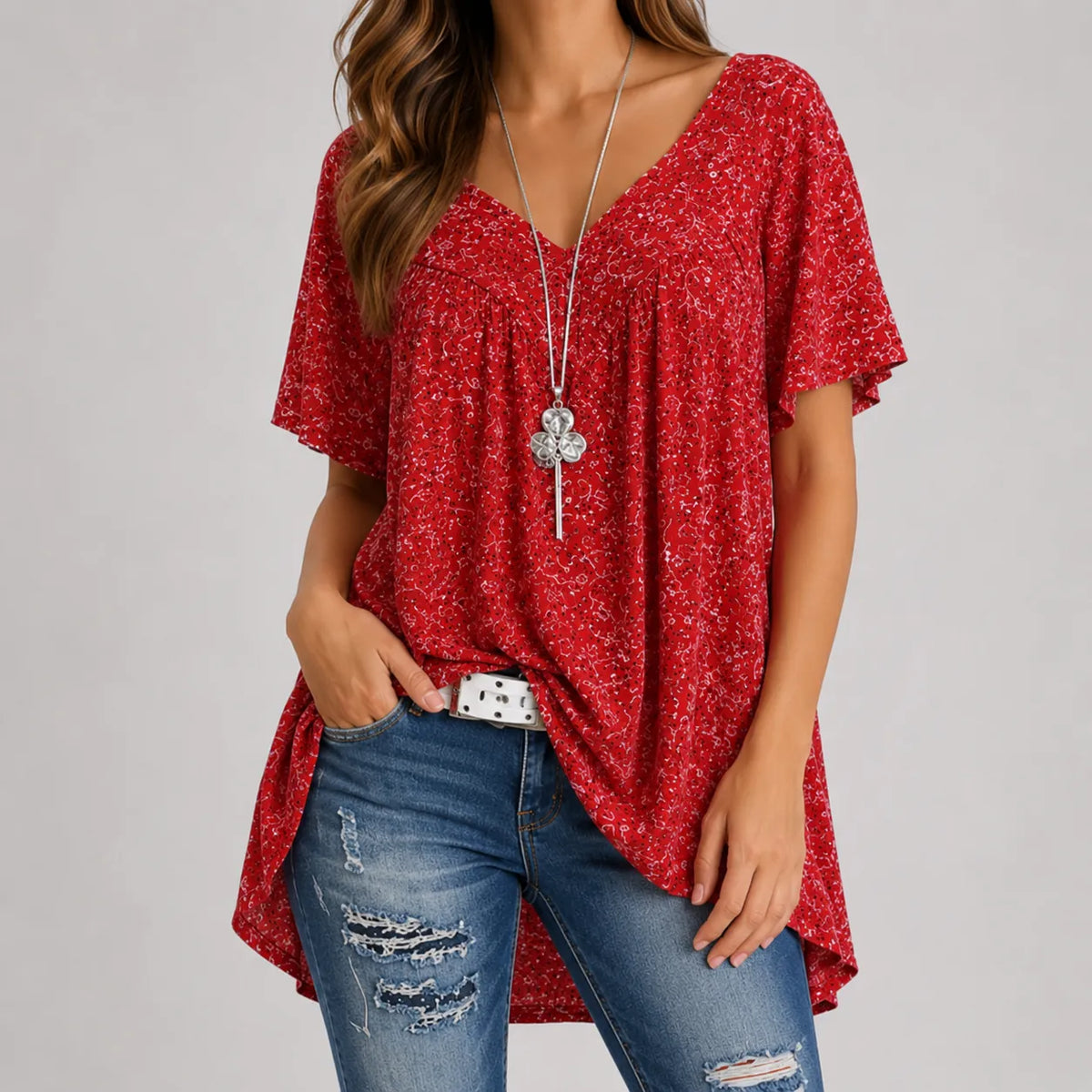 Nora | Women's V-Neck Tunic | Floral Print · PNY