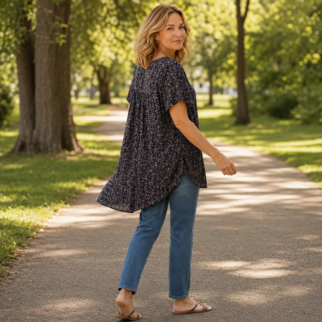 Nora | Women's V-Neck Tunic | Floral Print · PNY