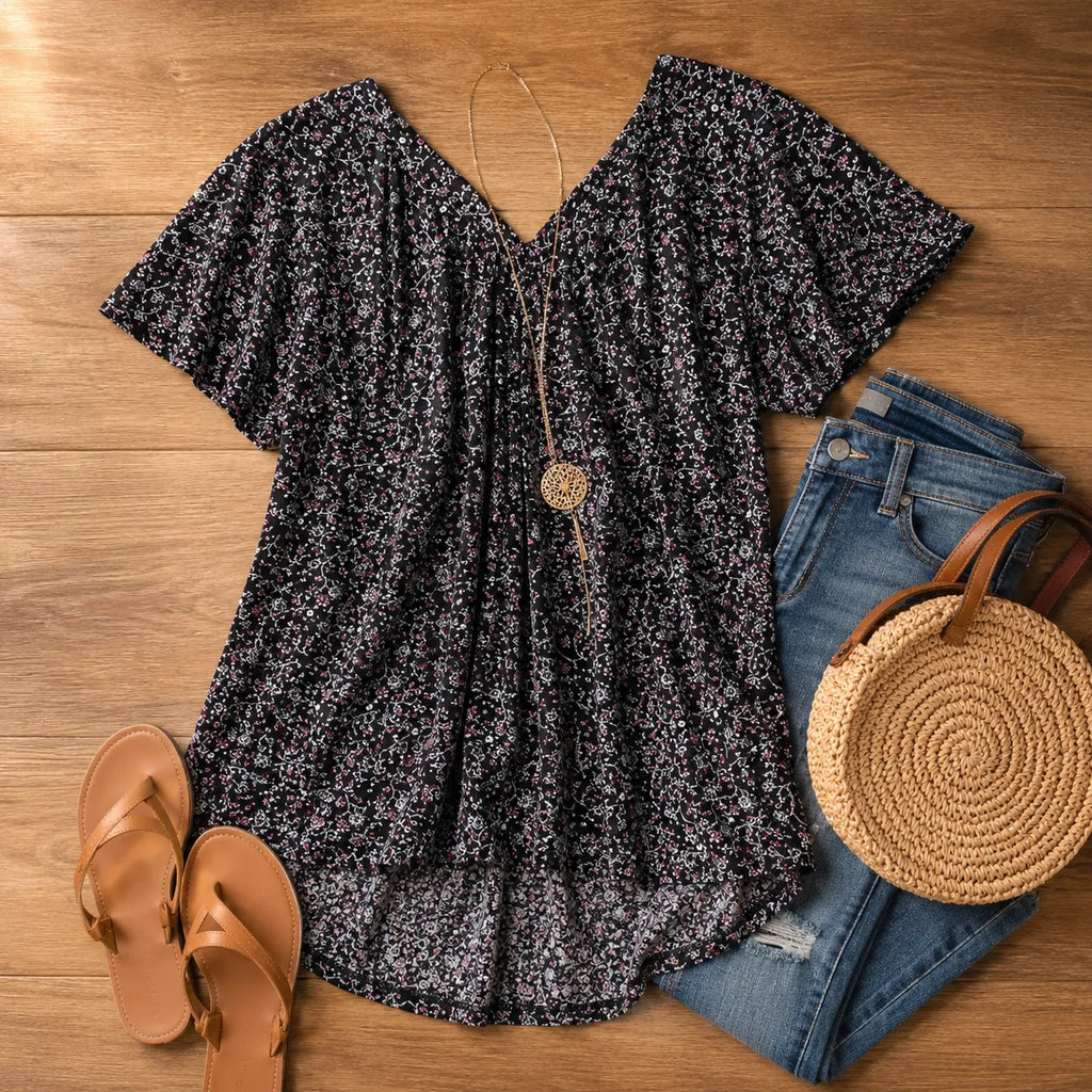 Nora | Women's V-Neck Tunic | Floral Print · PNY