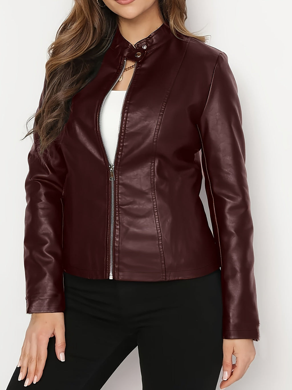 Olivia | Women's Zip-Up Jacket | Faux Leather · PNY