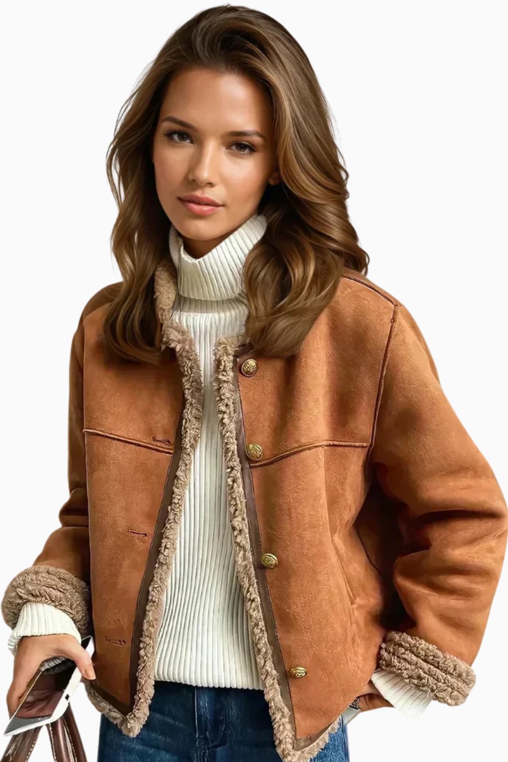 Ophelia | Women's Cropped Jacket | Shearling-Trim · PNY