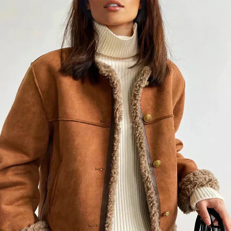 Ophelia | Women's Cropped Jacket | Shearling-Trim · PNY
