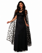 Raven | Women's Hooded Cape | Bat Print · PNY