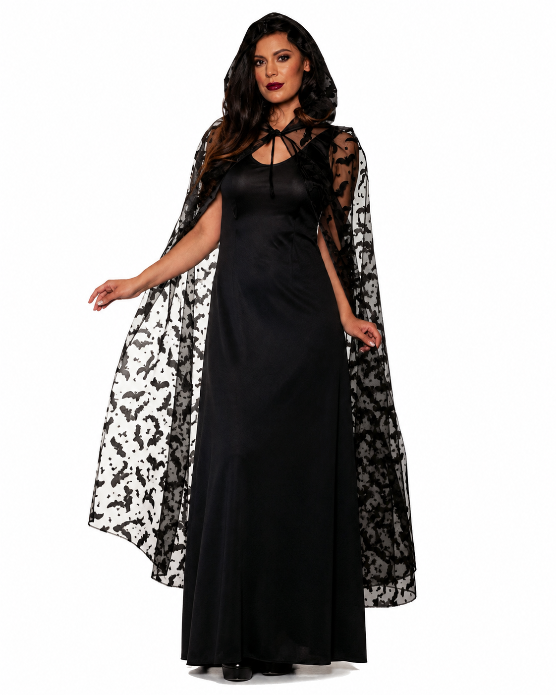 Raven | Women's Hooded Cape | Bat Print · PNY