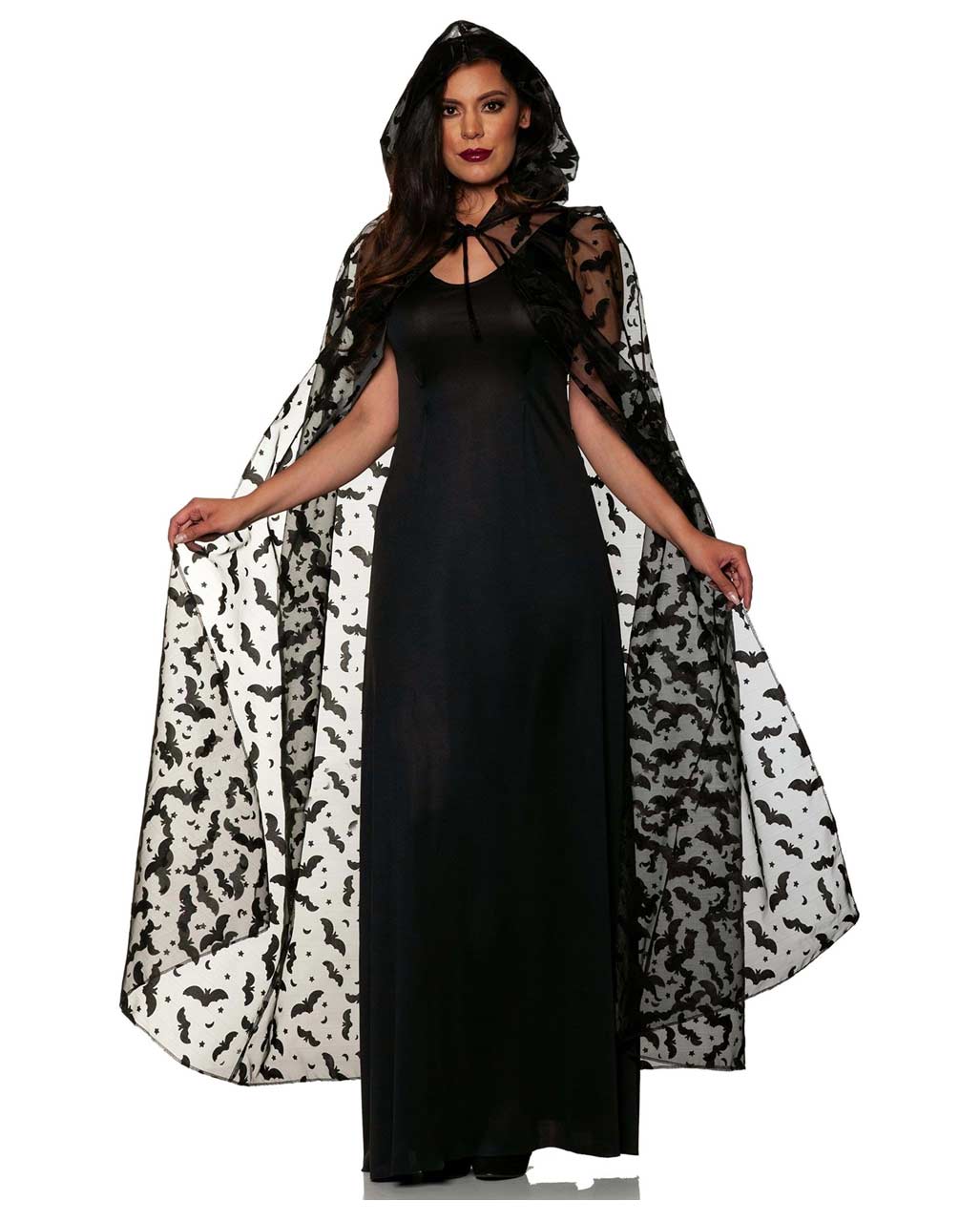 Raven | Women's Hooded Cape | Bat Print · PNY