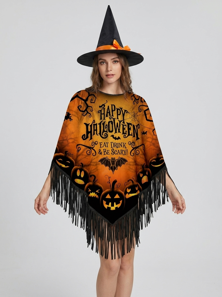 Sabrina | Women's Halloween Poncho | Fringe Trim-Pick NewYork