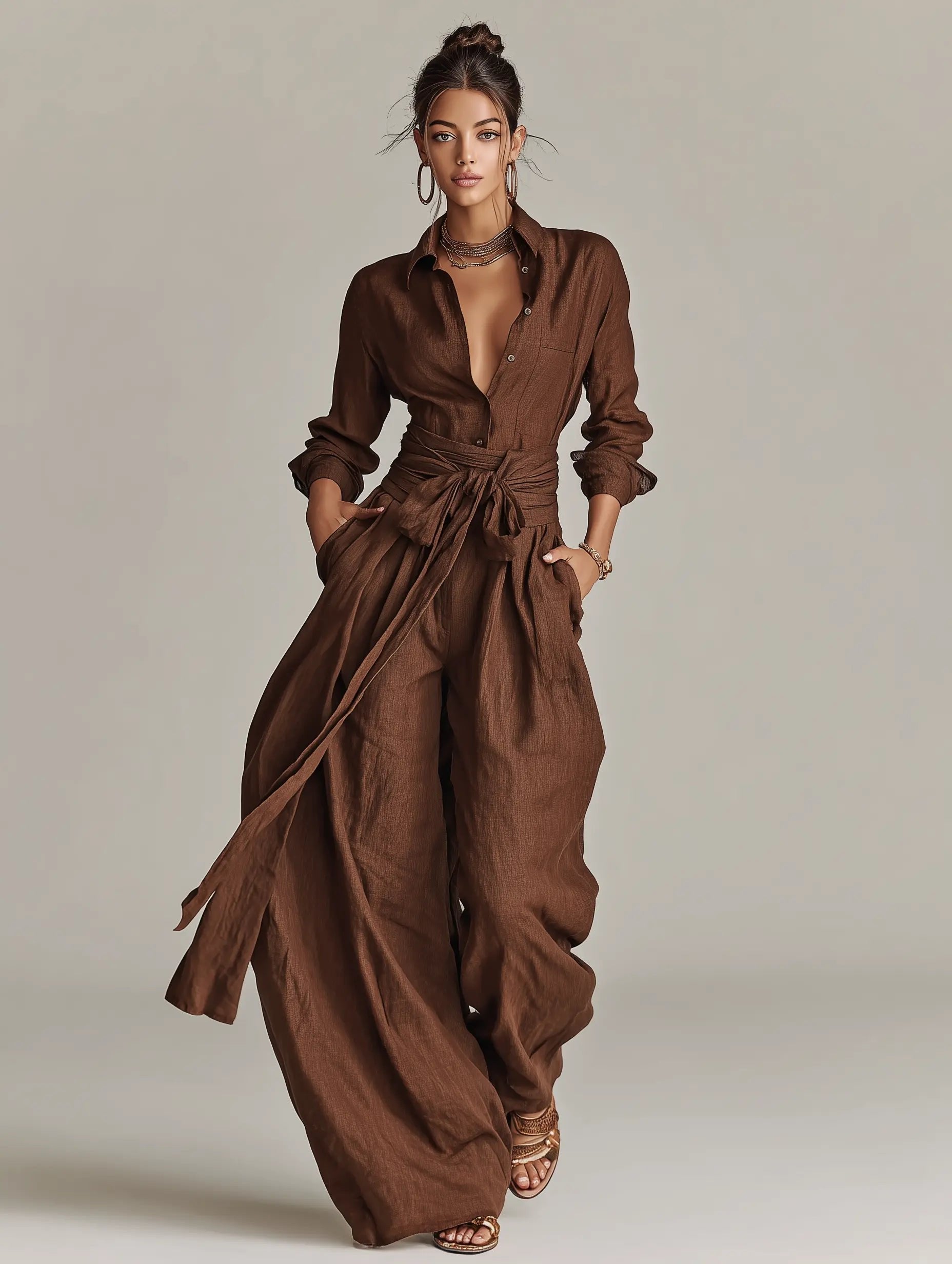 Sabrina | Women's Wide-Leg Jumpsuit | Belted Waist · PNY