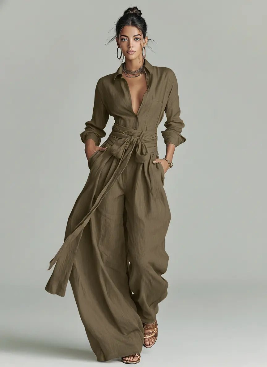 Sabrina | Women's Wide-Leg Jumpsuit | Belted Waist · PNY