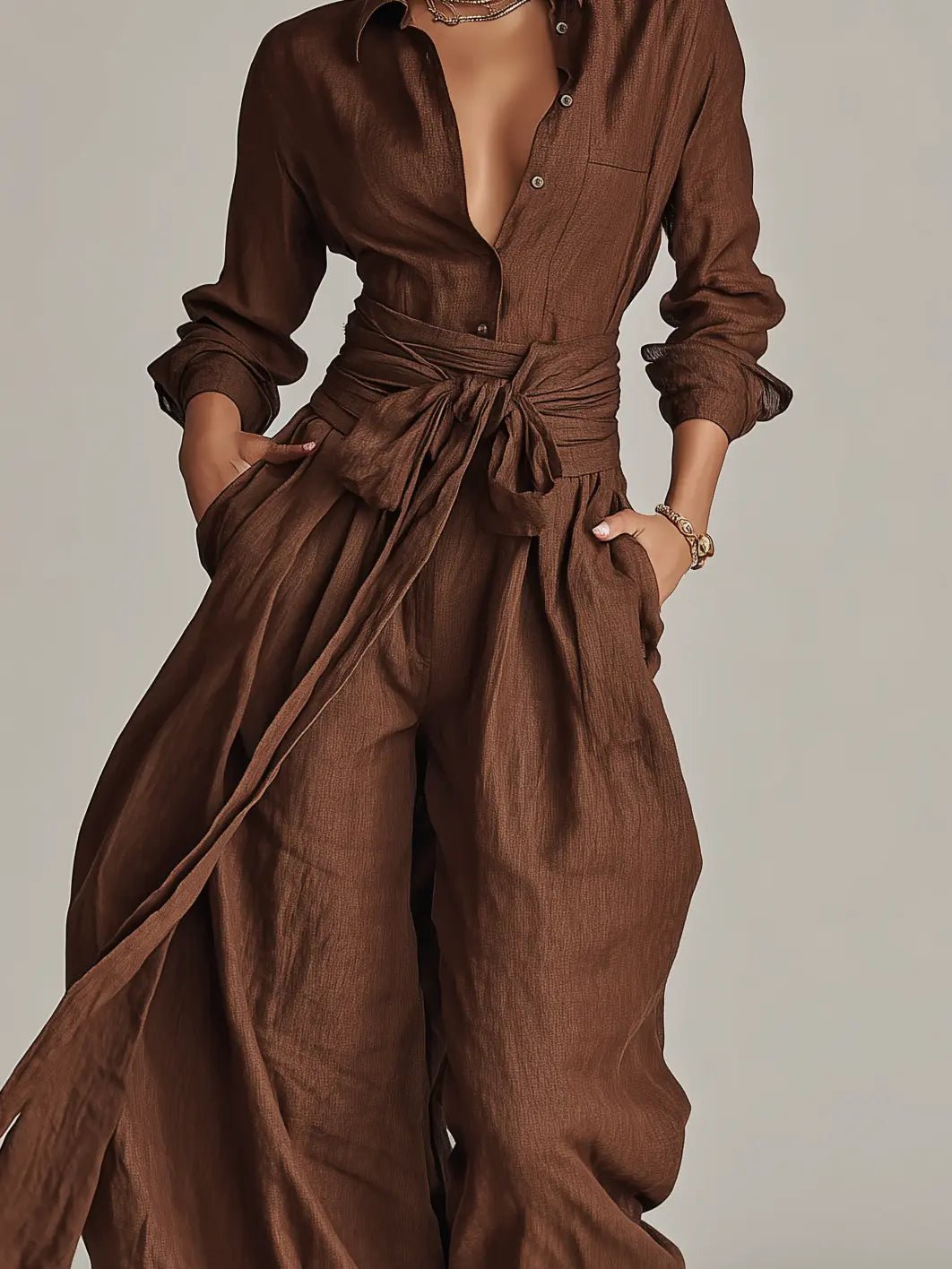 Sabrina | Women's Wide-Leg Jumpsuit | Belted Waist · PNY