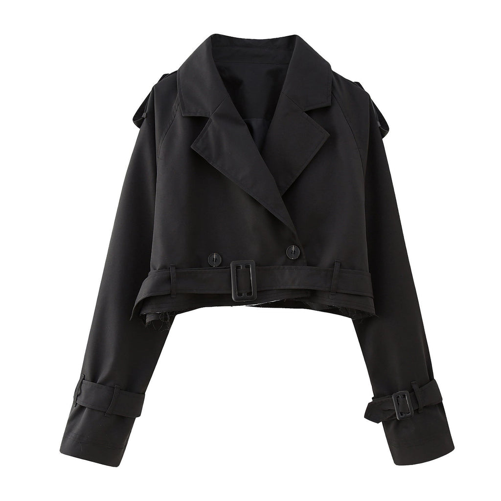 Sadie | Women's Cropped Trench Coat | Belted · PNY