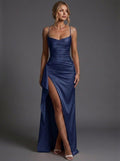 Scarlett | Women's Cowl-Neck Maxi Dress | Satin Slit