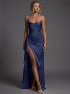 Scarlett | Women's Cowl-Neck Maxi Dress | Satin Slit · PNY