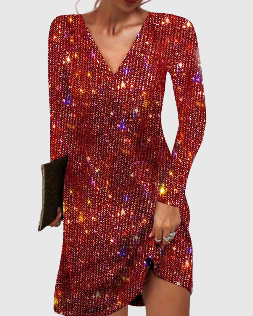 Scarlett | Women's V-Neck Dress | Sequin · PNY
