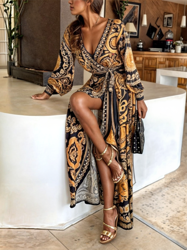 Selena | Women's Wrap Maxi Dress | High Slit · PNY