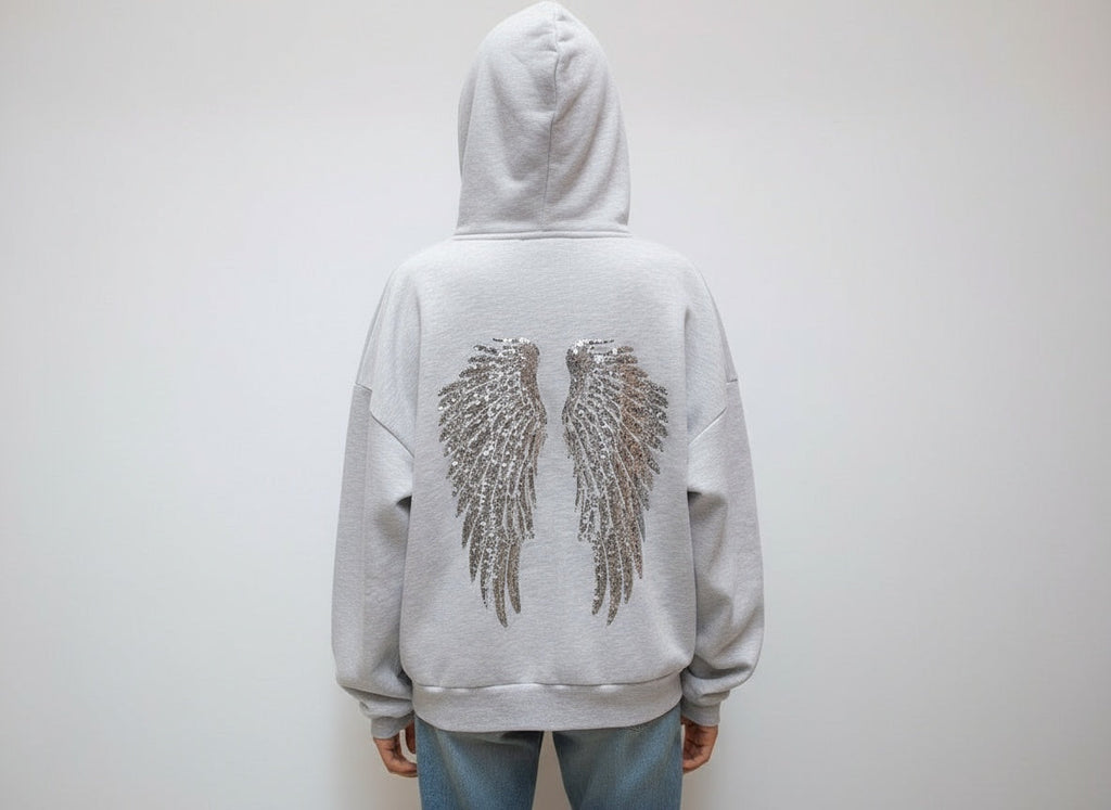Serena | Women's Oversized Hoodie | Sequin Wings · PNY