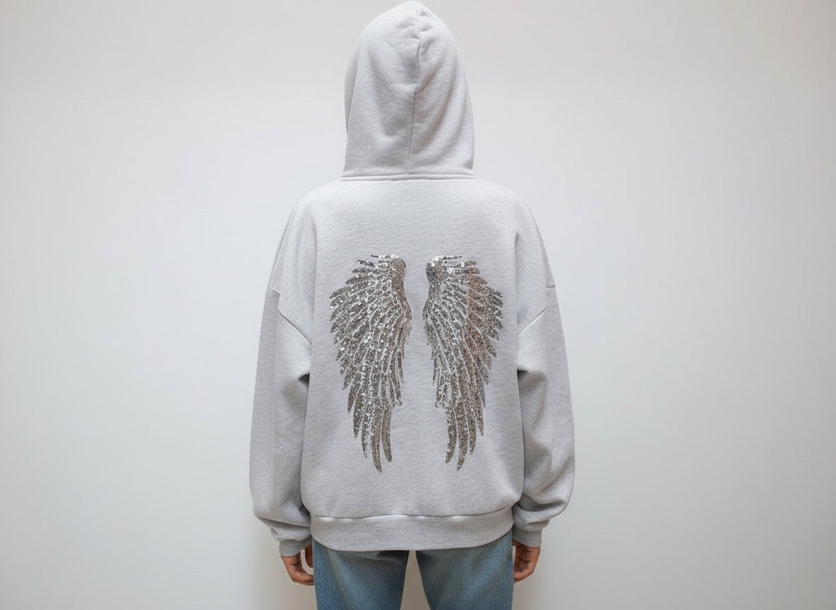 Serena | Women's Oversized Hoodie | Sequin Wings · PNY