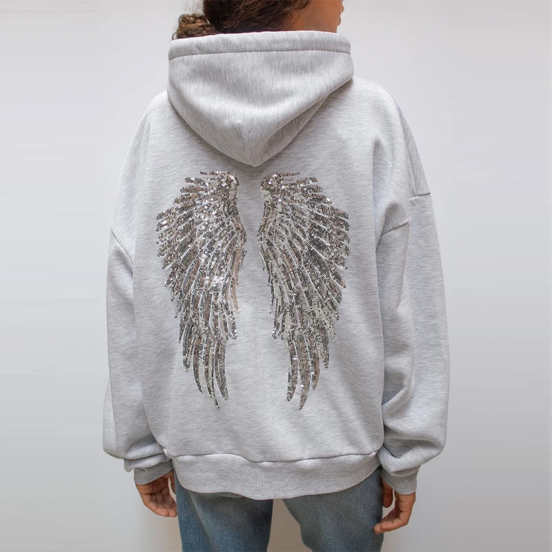 Serena | Women's Oversized Hoodie | Sequin Wings · PNY