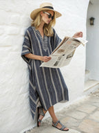 Serena | Women's V-Neck Kaftan | Striped · PNY