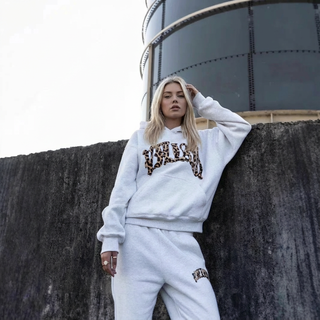 Sienna | Women's Cropped Hoodie Set | Leopard Print · PNY