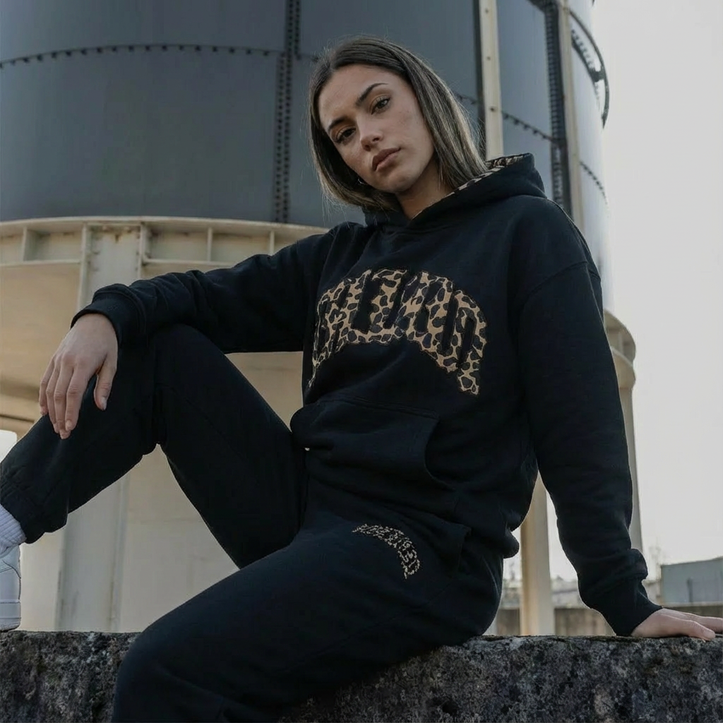 Sienna | Women's Cropped Hoodie Set | Leopard Print · PNY