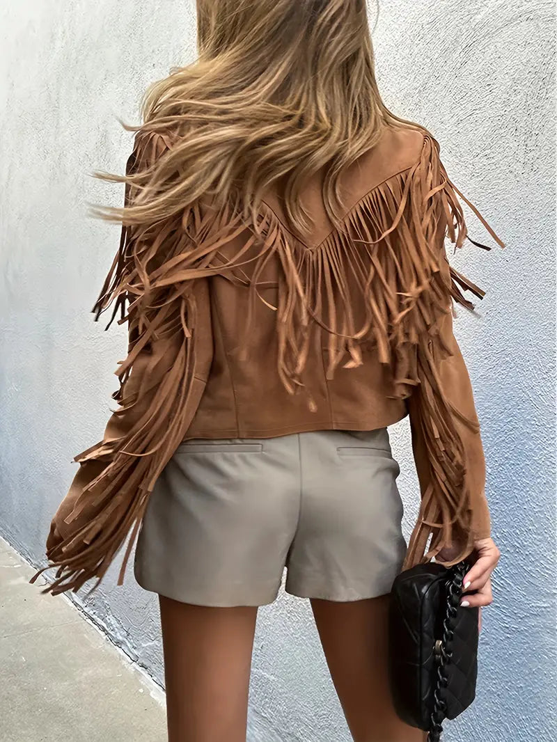 Sienna | Women's Cropped Jacket | Fringe Trim · PNY