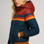 Sienna | Women's Hooded Puffer Jacket | Striped Panel · PNY