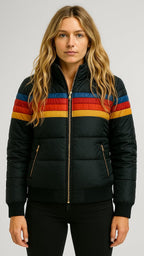 Sienna | Women's Hooded Puffer Jacket | Striped Panel · PNY