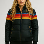 Sienna | Women's Hooded Puffer Jacket | Striped Panel · PNY