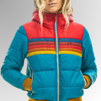 Sienna | Women's Hooded Puffer Jacket | Striped Panel · PNY