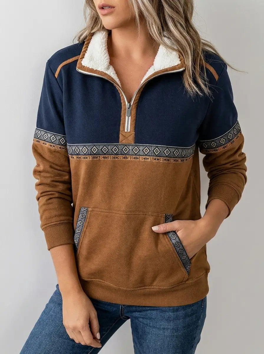 Sienna | Women's Quarter-Zip Sweatshirt | Aztec Print · PNY
