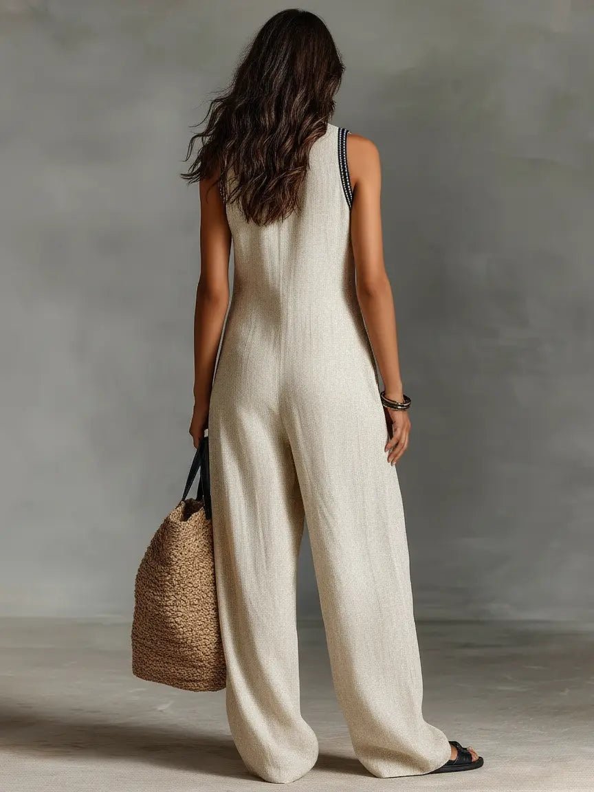 Sienna | Women's Sleeveless Jumpsuit | Embroidered Neckline · PNY
