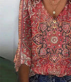 Sienna | Women's V-Neck Blouse | Bohemian Print · PNY