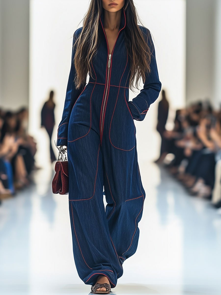 Sienna | Women's Wide-Leg Jumpsuit | Contrast Stitching · PNY