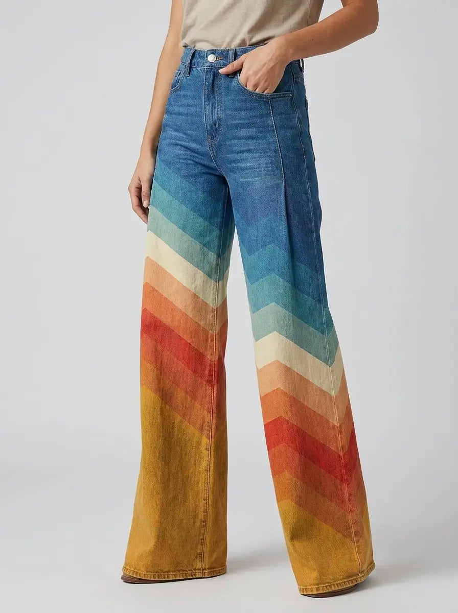 Sienna | Women's Wide-Leg Pants | Chevron Print