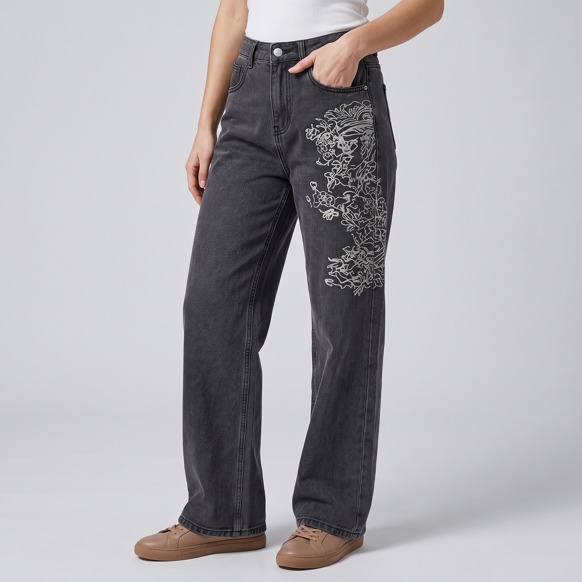 Sierra | Women's Wide-Leg Jeans | Graphic Print