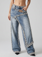 Sofia | Women’s Balloon Jeans | Rhinestone Trim