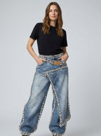Sofia | Women’s Balloon Jeans | Rhinestone Trim