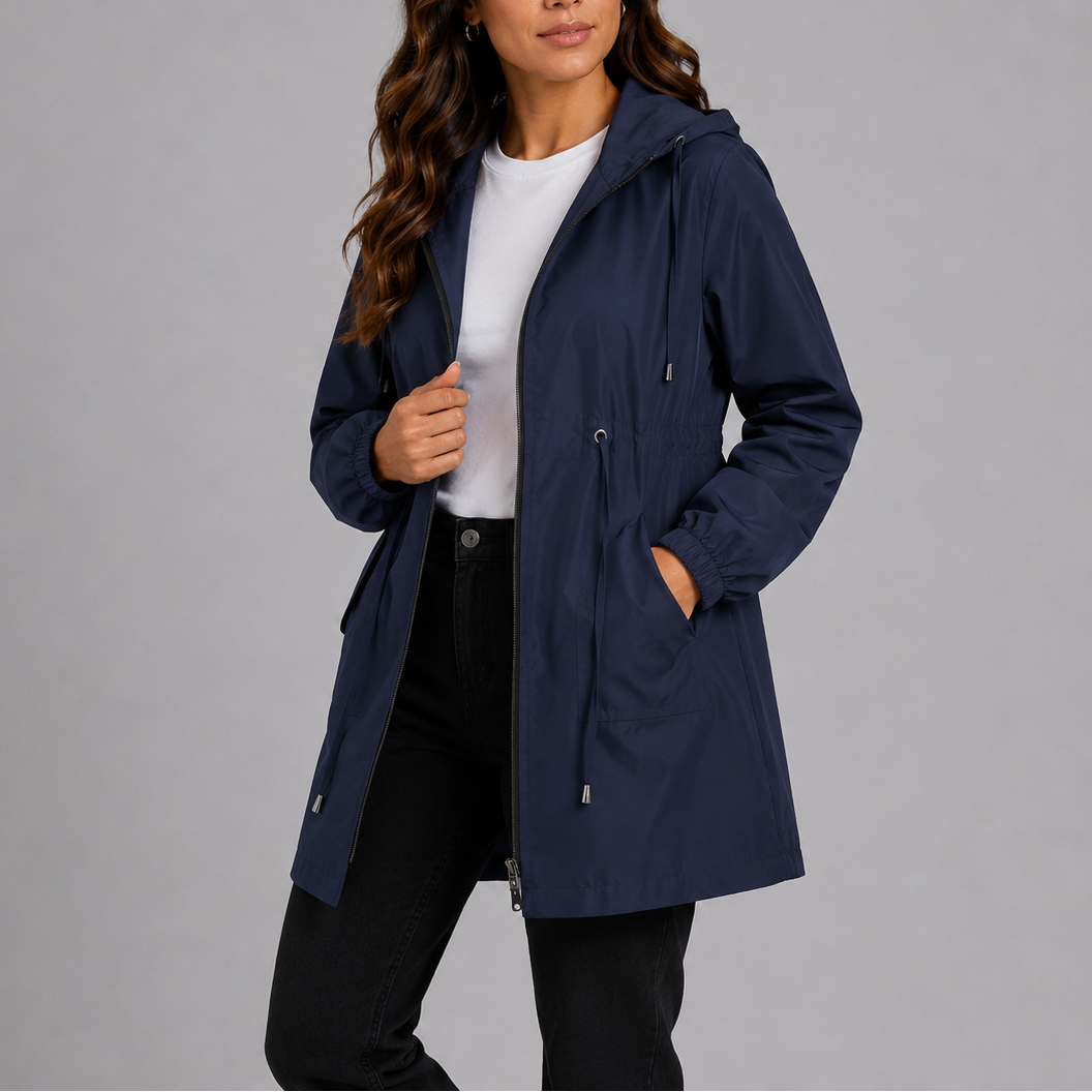 Sophia | Women's Hooded Rain Jacket | Drawstring Waist · PNY