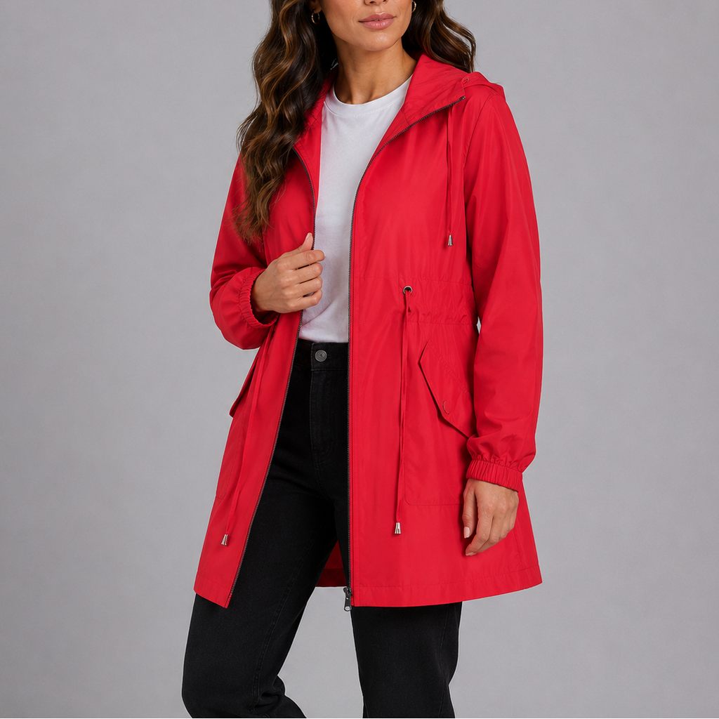 Sophia | Women's Hooded Rain Jacket | Drawstring Waist · PNY